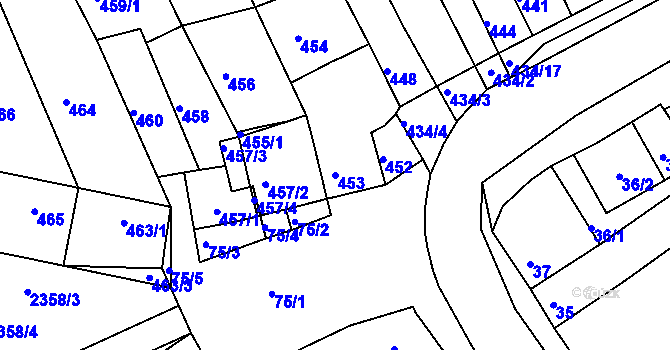 Parcela st. 453 v KÚ Holásky, Katastrální mapa