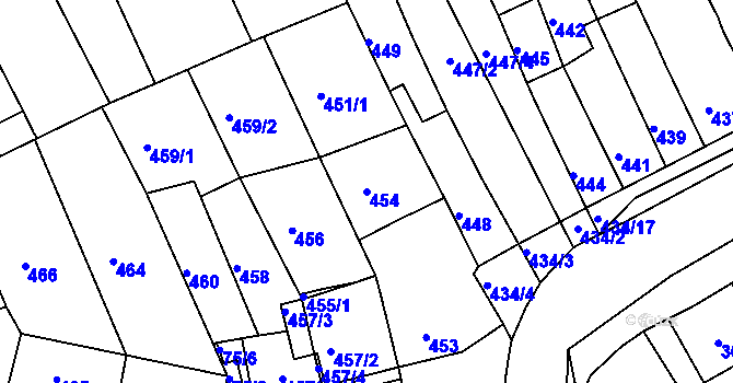 Parcela st. 454 v KÚ Holásky, Katastrální mapa