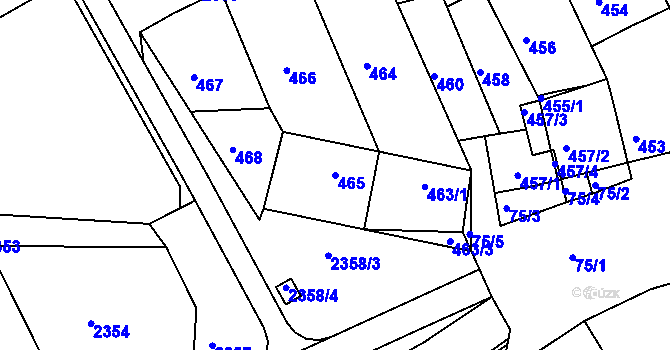 Parcela st. 465 v KÚ Holásky, Katastrální mapa