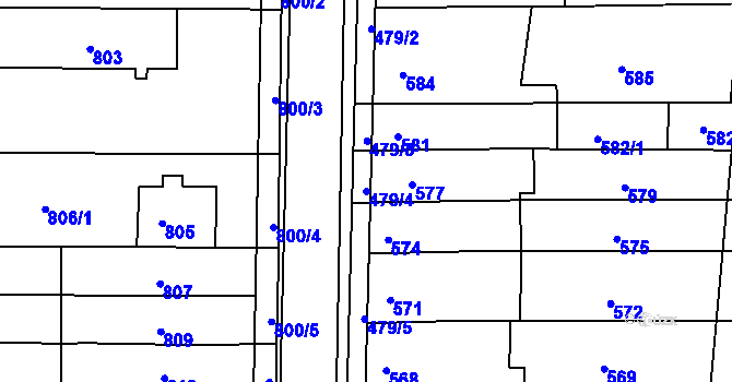 Parcela st. 479/4 v KÚ Holásky, Katastrální mapa