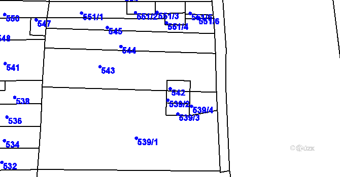 Parcela st. 542 v KÚ Holásky, Katastrální mapa