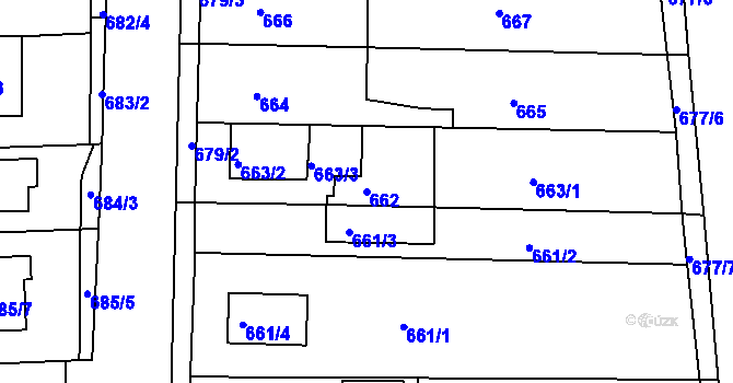 Parcela st. 662 v KÚ Holásky, Katastrální mapa