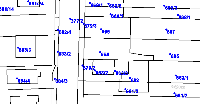 Parcela st. 664 v KÚ Holásky, Katastrální mapa