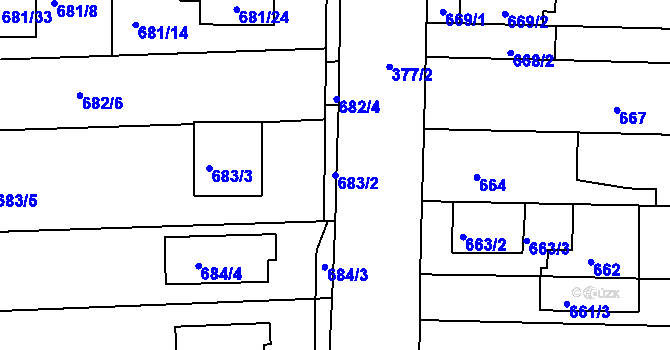 Parcela st. 683/2 v KÚ Holásky, Katastrální mapa