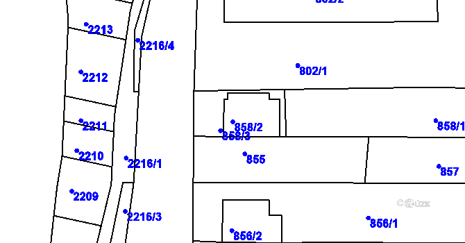 Parcela st. 858/2 v KÚ Holásky, Katastrální mapa