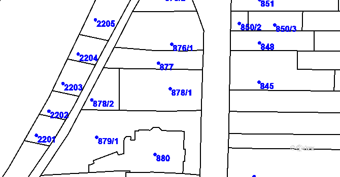 Parcela st. 878/1 v KÚ Holásky, Katastrální mapa