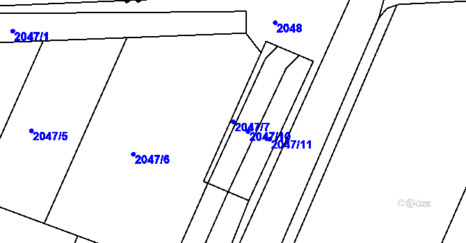 Parcela st. 2047/7 v KÚ Holásky, Katastrální mapa
