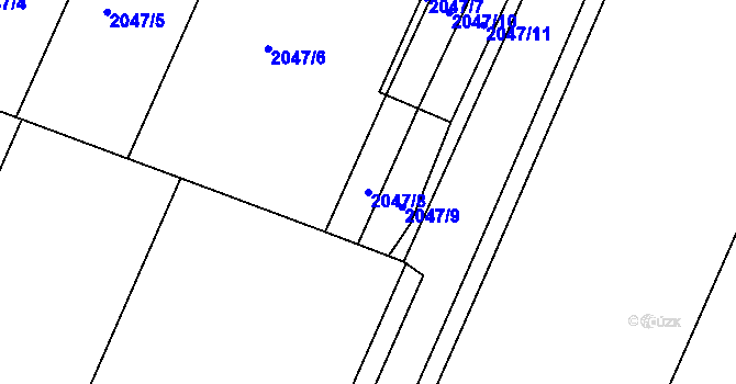 Parcela st. 2047/8 v KÚ Holásky, Katastrální mapa
