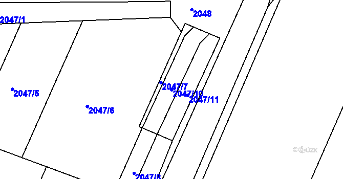 Parcela st. 2047/10 v KÚ Holásky, Katastrální mapa