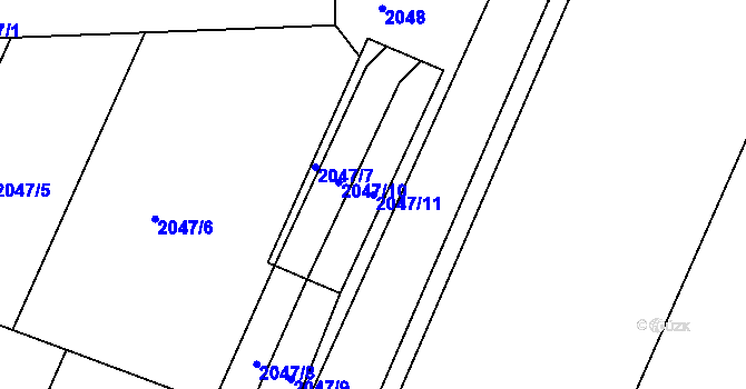 Parcela st. 2047/11 v KÚ Holásky, Katastrální mapa