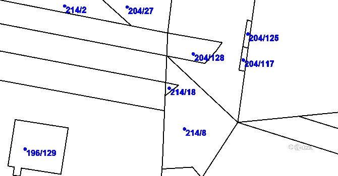 Parcela st. 214/18 v KÚ Holásky, Katastrální mapa