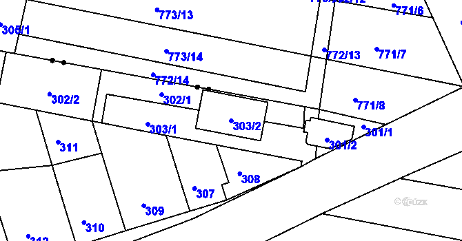 Parcela st. 303/2 v KÚ Holásky, Katastrální mapa