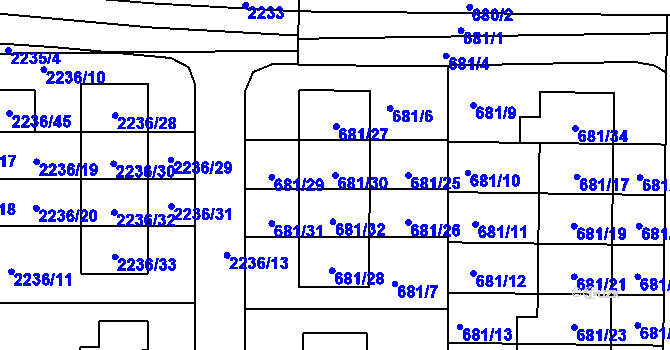 Parcela st. 681/30 v KÚ Holásky, Katastrální mapa