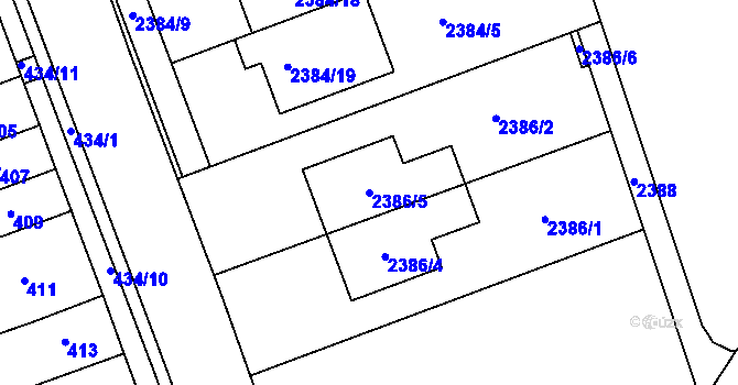 Parcela st. 2386/5 v KÚ Holásky, Katastrální mapa