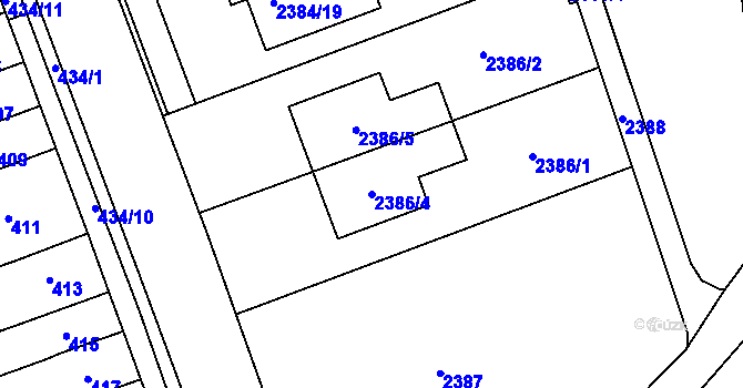 Parcela st. 2386/4 v KÚ Holásky, Katastrální mapa