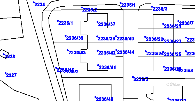 Parcela st. 2236/42 v KÚ Holásky, Katastrální mapa
