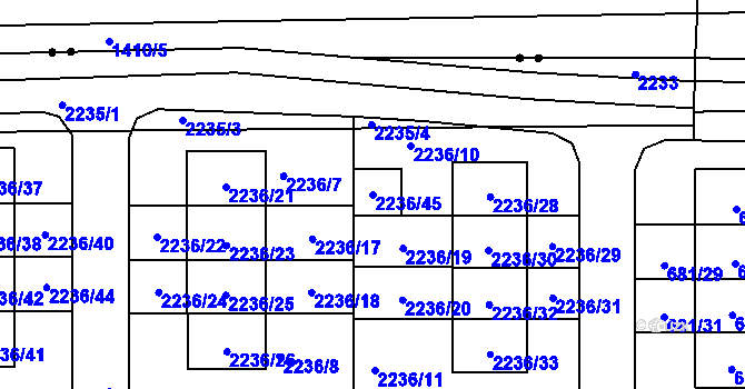 Parcela st. 2236/45 v KÚ Holásky, Katastrální mapa