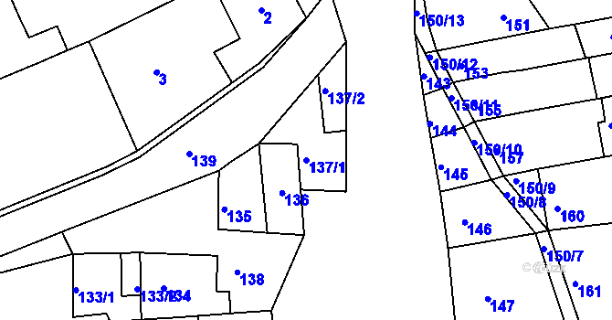 Parcela st. 137/1 v KÚ Holásky, Katastrální mapa