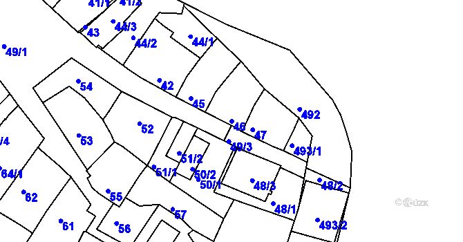 Parcela st. 46 v KÚ Slatina, Katastrální mapa