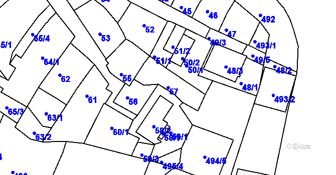 Parcela st. 57 v KÚ Slatina, Katastrální mapa