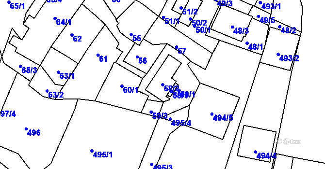 Parcela st. 58/2 v KÚ Slatina, Katastrální mapa