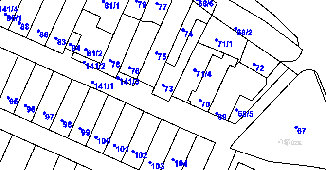 Parcela st. 73 v KÚ Slatina, Katastrální mapa