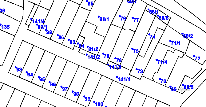 Parcela st. 78 v KÚ Slatina, Katastrální mapa