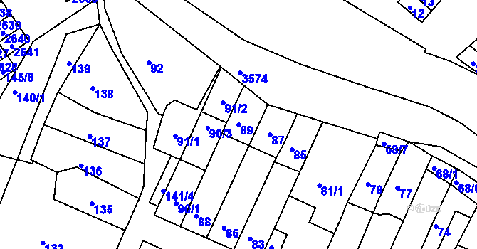 Parcela st. 89 v KÚ Slatina, Katastrální mapa