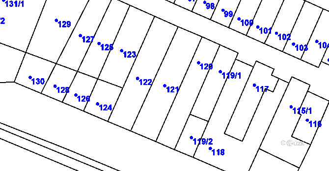 Parcela st. 121 v KÚ Slatina, Katastrální mapa