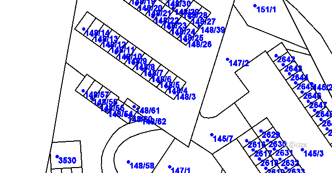 Parcela st. 148/4 v KÚ Slatina, Katastrální mapa