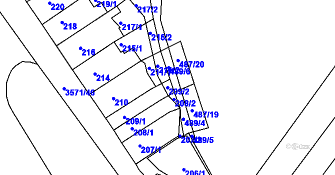 Parcela st. 209/2 v KÚ Slatina, Katastrální mapa