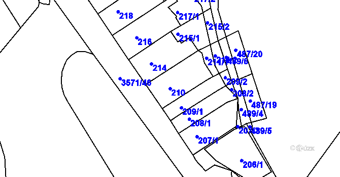 Parcela st. 210 v KÚ Slatina, Katastrální mapa