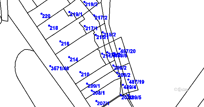 Parcela st. 211/1 v KÚ Slatina, Katastrální mapa