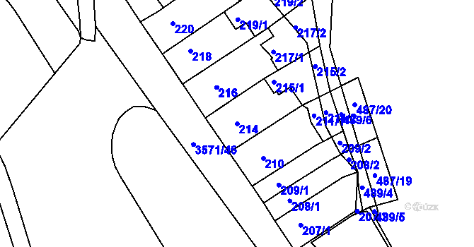 Parcela st. 214 v KÚ Slatina, Katastrální mapa