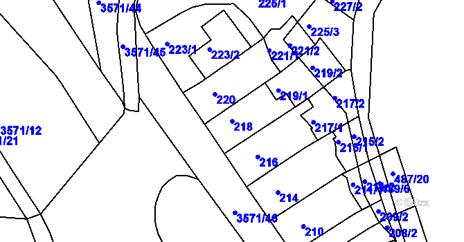 Parcela st. 218 v KÚ Slatina, Katastrální mapa