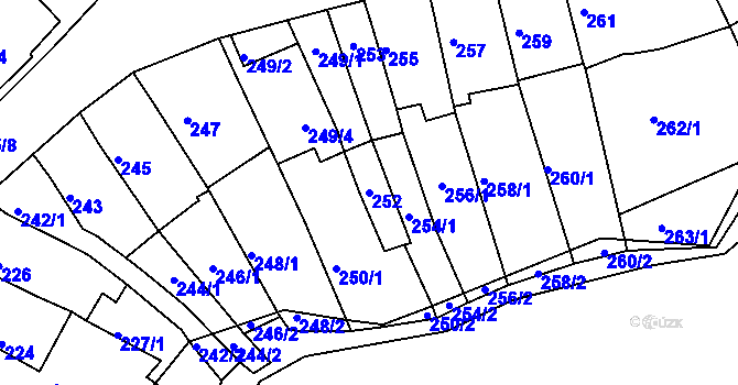 Parcela st. 252 v KÚ Slatina, Katastrální mapa