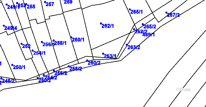 Parcela st. 263/1 v KÚ Slatina, Katastrální mapa