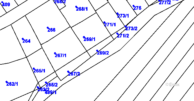 Parcela st. 269/2 v KÚ Slatina, Katastrální mapa