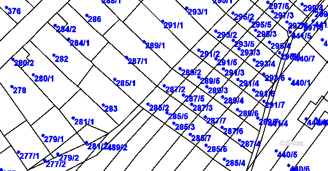 Parcela st. 287/2 v KÚ Slatina, Katastrální mapa