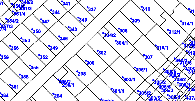 Parcela st. 302 v KÚ Slatina, Katastrální mapa