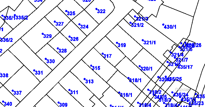 Parcela st. 317 v KÚ Slatina, Katastrální mapa