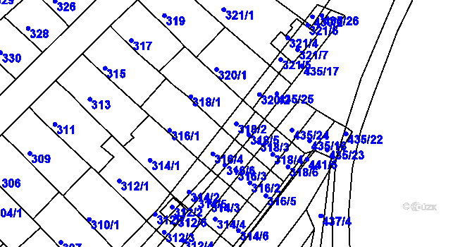 Parcela st. 318/2 v KÚ Slatina, Katastrální mapa