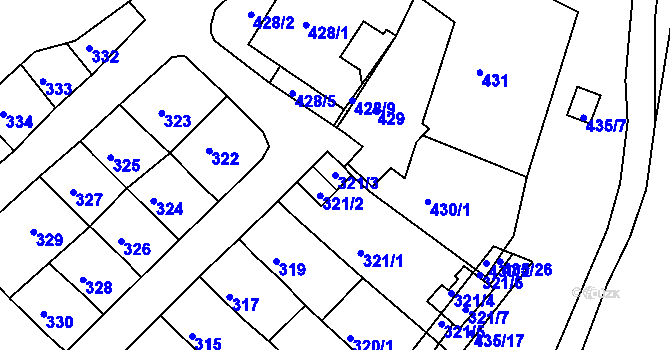 Parcela st. 321/3 v KÚ Slatina, Katastrální mapa