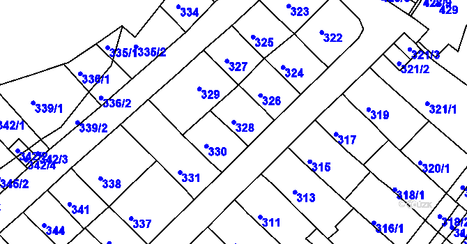 Parcela st. 328 v KÚ Slatina, Katastrální mapa
