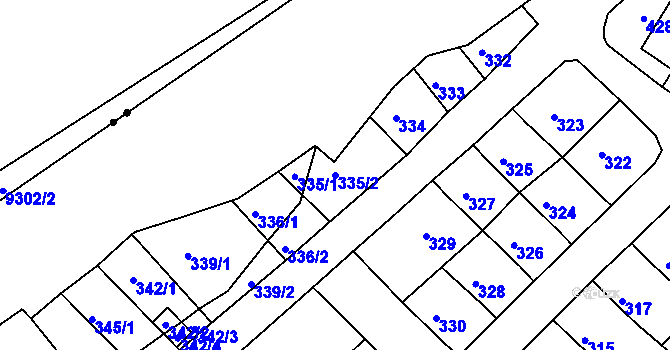 Parcela st. 335/2 v KÚ Slatina, Katastrální mapa