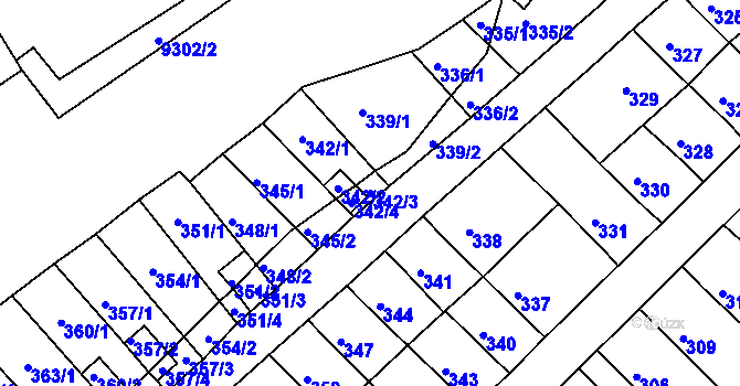 Parcela st. 342/3 v KÚ Slatina, Katastrální mapa