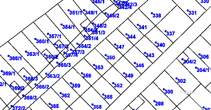 Parcela st. 350 v KÚ Slatina, Katastrální mapa