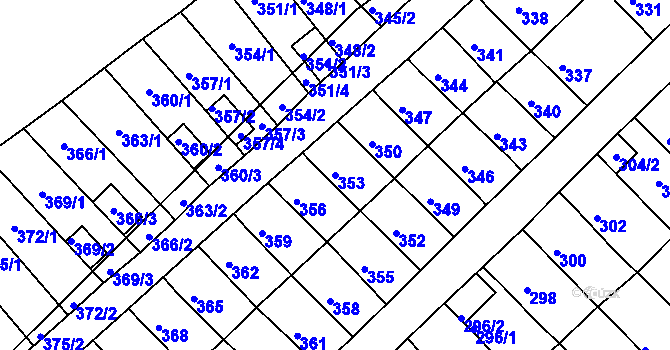 Parcela st. 353 v KÚ Slatina, Katastrální mapa