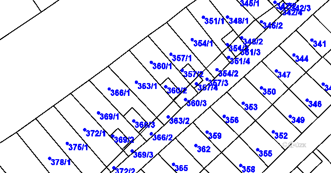 Parcela st. 360/2 v KÚ Slatina, Katastrální mapa