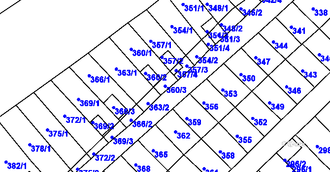 Parcela st. 360/3 v KÚ Slatina, Katastrální mapa